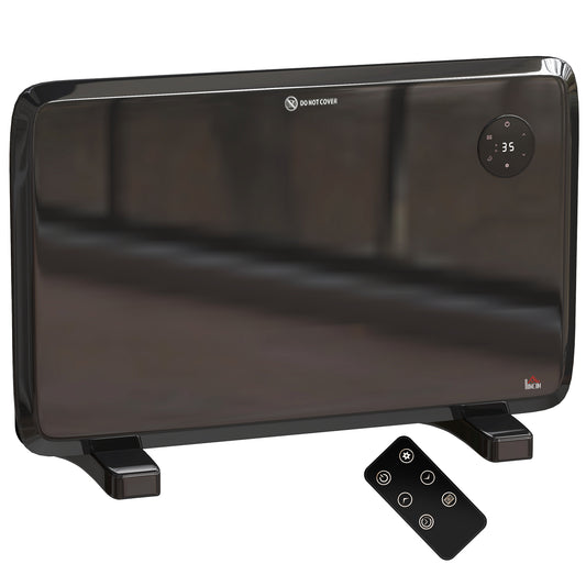 1.2kW Freestand/On-Wall Electric Convector Heater, with Adjustable Thermostat - Black