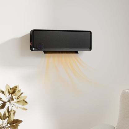 Wall Downflow Heater 2 Heat and Fan 1000W/2000W, Electric Space Heater with Timer Remote Oscillating