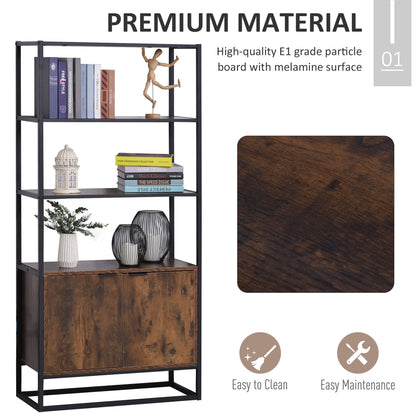 Industrial Bookshelf, Storage Shelf, Large Bookcase with 3 Open Shelves, Multifunctional Rack for Living Room, Office