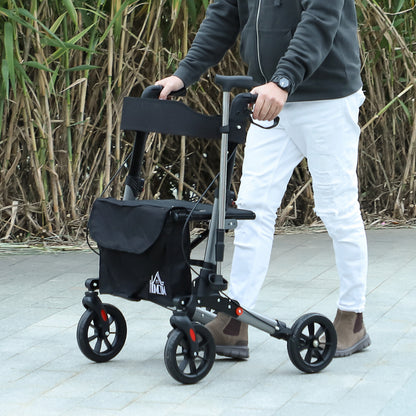 Rollator Walker with Seat, Compact Quick Folding Mobility Walker with 8" Wheels, Carry Bag, Adjustable Height