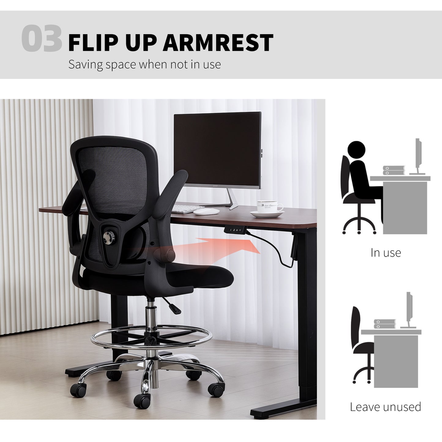 Draughtsman Chair, with Adjustable Lumbar - Black