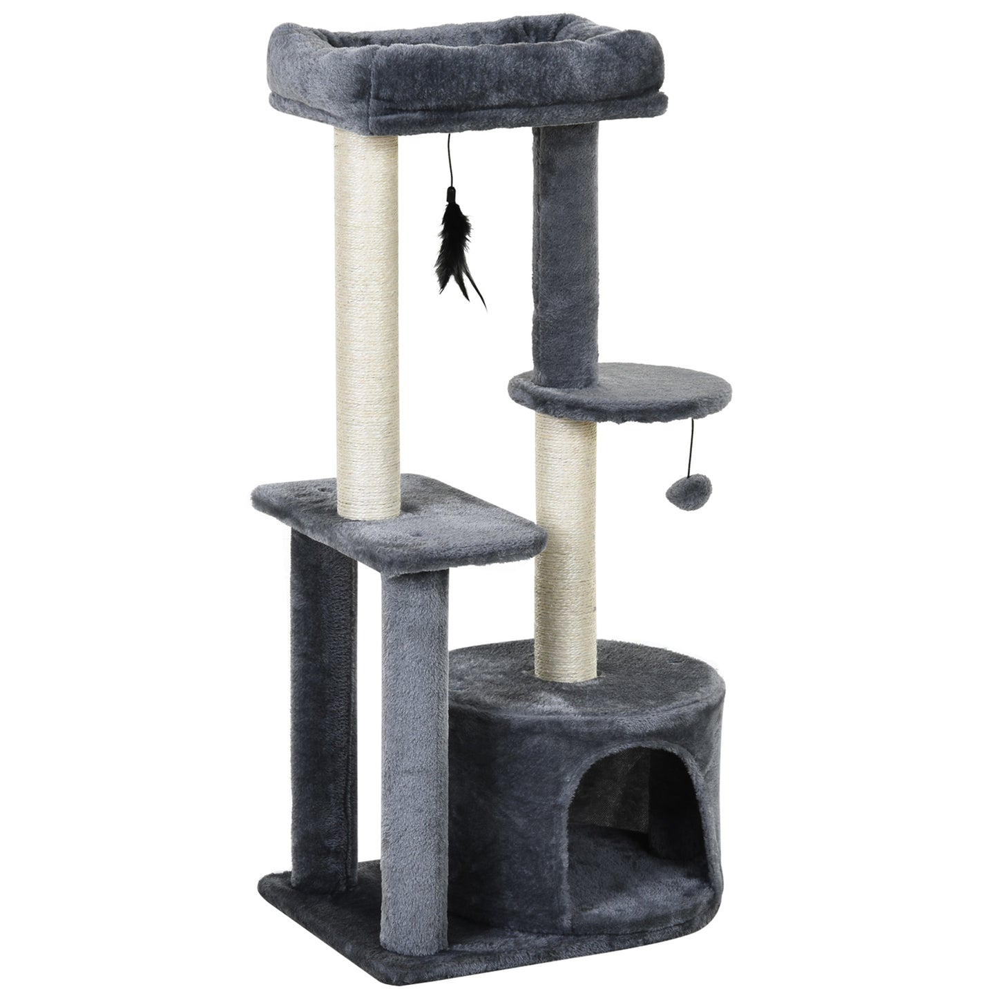 100cm Cat Tree for Indoor Cats, Cat Tower Condo for Kittens with Cat House Sisal Scratching Posts, Hanging Ball Toys