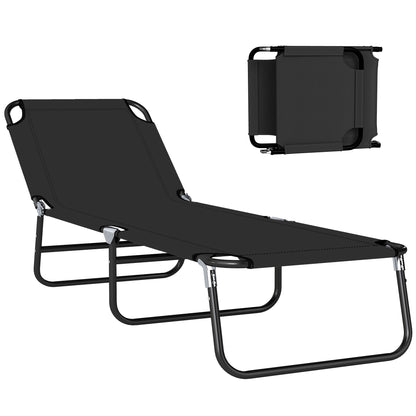 Foldable Sun Lounger with 5-Position Adjustable Backrest, Outdoor Portable Recliner Chaise Lounge Chair