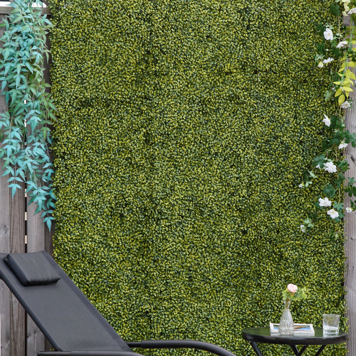 12PCS Artificial Boxwood Wall Panels 50cm x 50cm Grass Privacy Fence Screen Faux Hedge Greenery Backdrop Encrypted Milan Gras