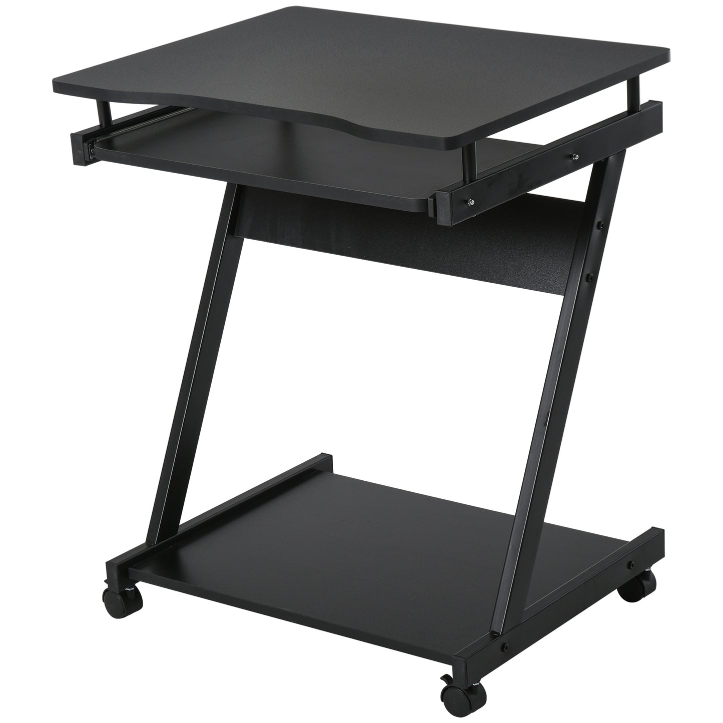 Movable Computer Desk with 4 Moving Wheels and Keyboard Tray Black