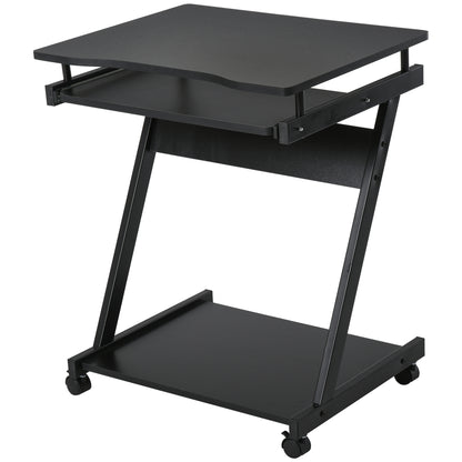 Movable Computer Desk with 4 Moving Wheels and Keyboard Tray Black