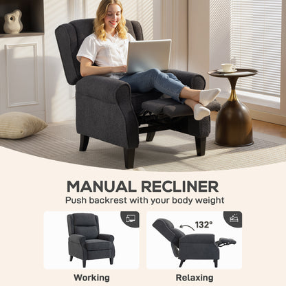 132° Recliner Armchair, with Extended Footrest - Dark Grey
