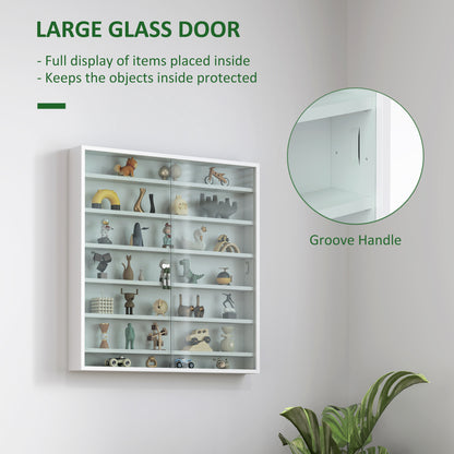 Six Shelf Display Cabinet, with Glass Doors - White