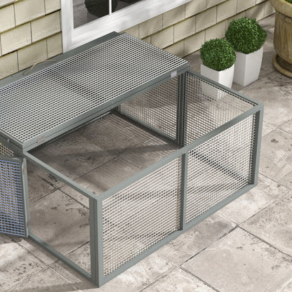 Wooden Folding Rabbit Hutch, for 2-3 Rabbits - Grey
