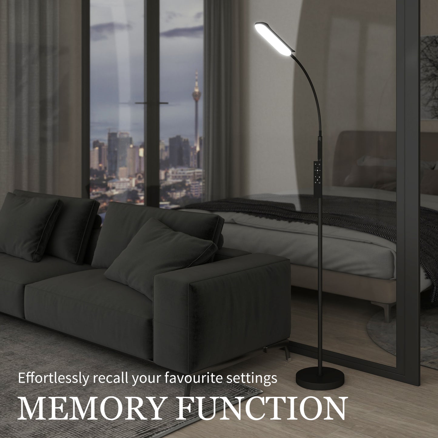 LED Floor Lamp, Standing Lamp with Remote & Touch Control, Stepless Dimmable Colours Temperature & Brightness