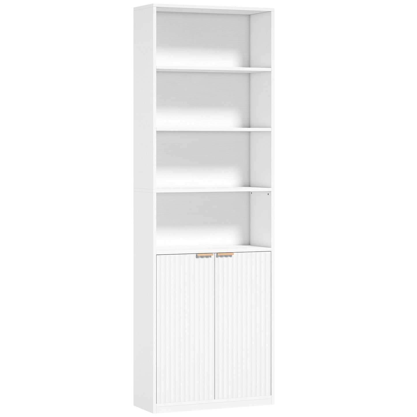 Bookcase Adjustable Shelf Bookshelf Anti-Tip Hardware 6-Tier, White