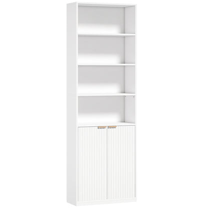 Bookcase Adjustable Shelf Bookshelf Anti-Tip Hardware 6-Tier, White