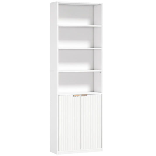 Bookcase Adjustable Shelf Bookshelf Anti-Tip Hardware 6-Tier, White