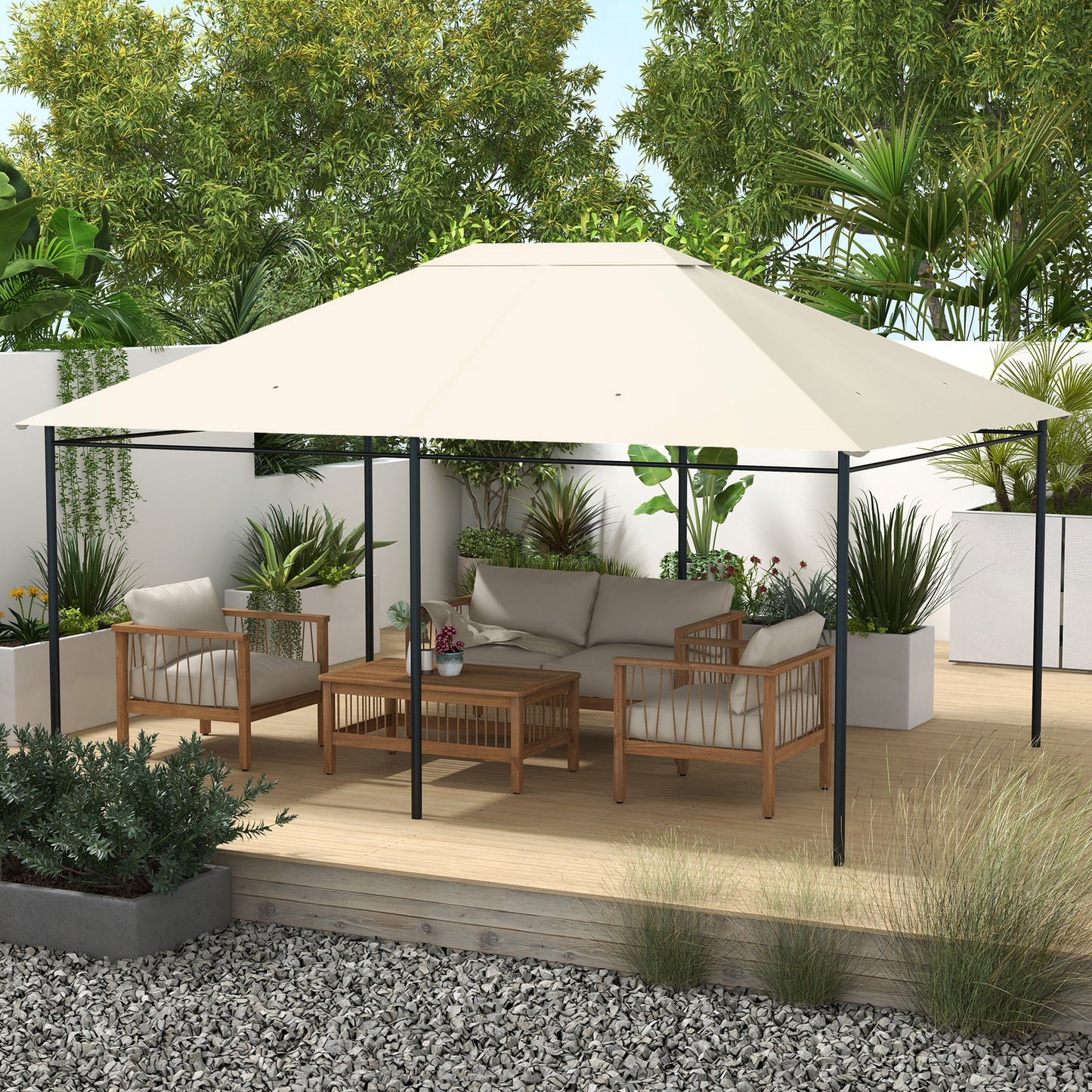 3 x 4m Gazebo Canopy Replacement Cover, Gazebo Roof Replacement (TOP COVER ONLY), Cream White