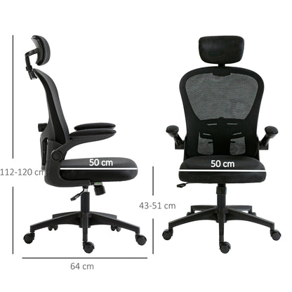 Multi-Adjustable Office Chair, with Lumbar Support, Headrest and Mesh Back - Black