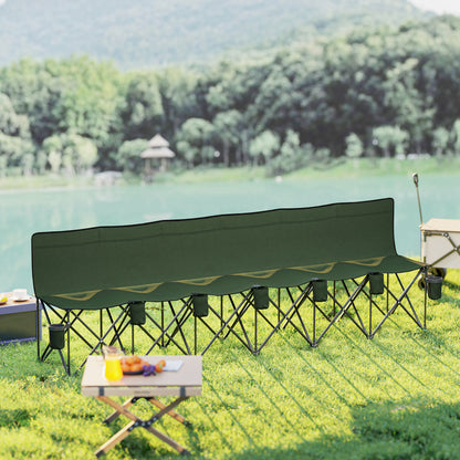6 Seater Folding Camping Chair with Cup Holder & Carry Bag - Green
