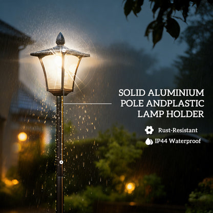 Garden Solar Lamp Post Light, Waterproof LED Solar Light Post with Planter, Black