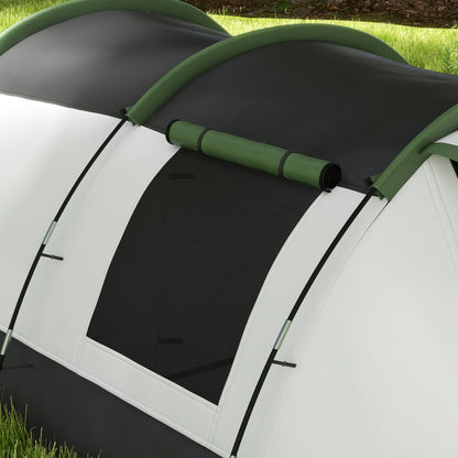 2 Man Camping Tent, with Two Rooms and Porch - Green