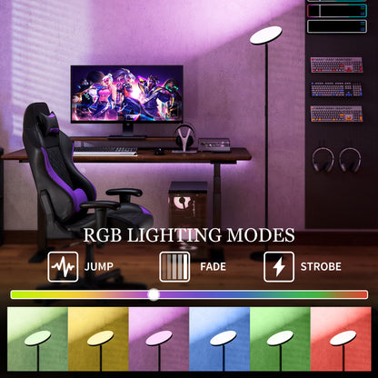 RGB Uplighter Floor Lamp, Tall Dimmable Standing Lamp with Remote & Touch Control
