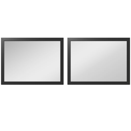 Wall Bathroom Mirror, 30 x 40 cm Wall-Mounted Mirror for Living Room, Bedroom, Hallway, Set of 2, Black