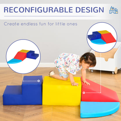 Soft Play 4-piece Climb and Crawl Foam Toddler Stairs and Ramp Colorful Children's Educational Software Activity Toys for Bab