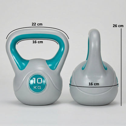 Kettlebell, 10kg Kettle Bells with Handle for Home Gym Weight Lifting and Strength Training, Light Blue and Grey