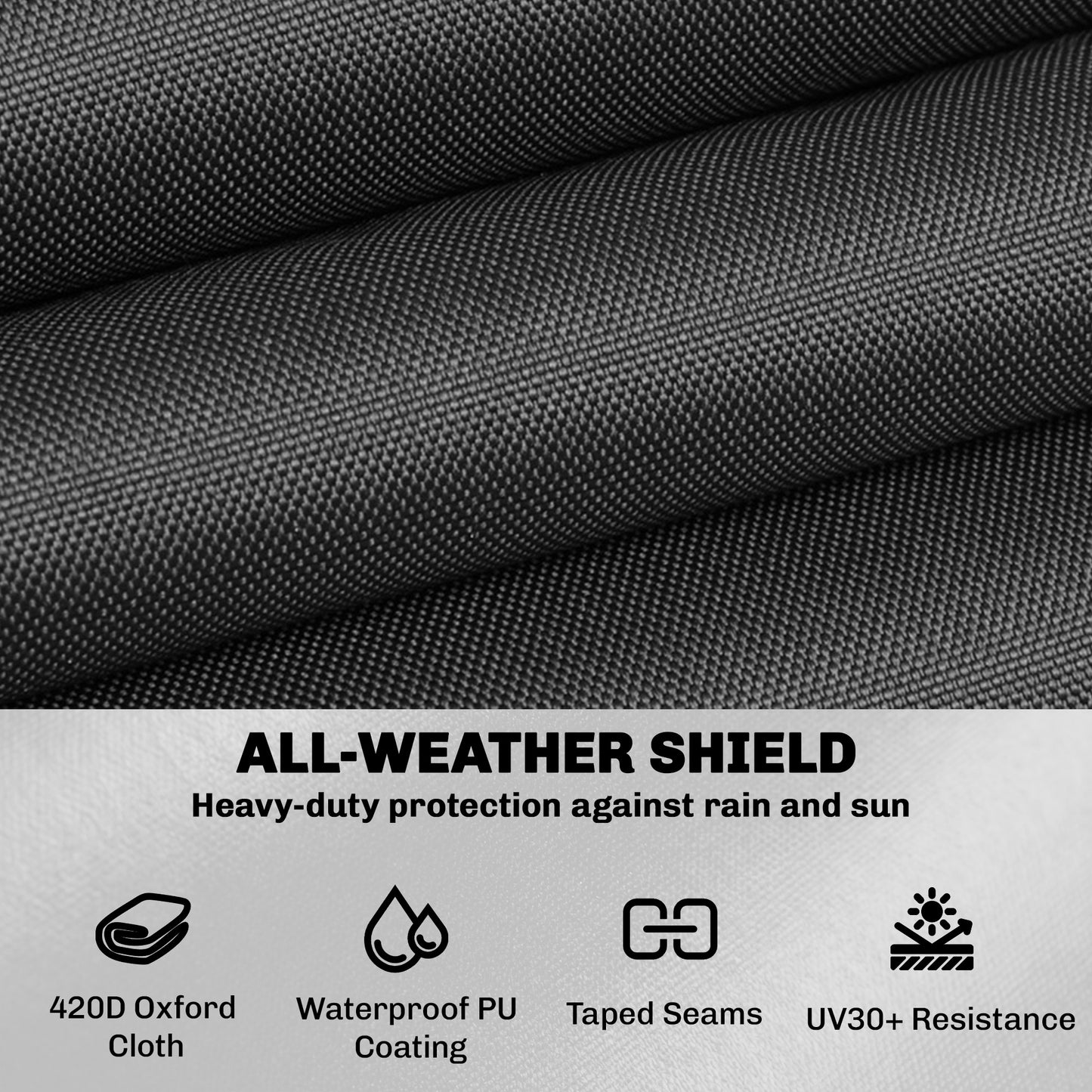 Garden Furniture Cover, Waterproof Patio Furniture Cover with Air Vent, 420D Oxford Fabric, 125 x 125 x 74 cm, Black