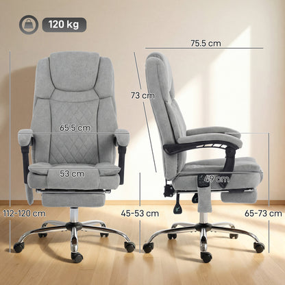 Office Chair with 6-Point Vibration Massage and Heat, Executive Computer Desk Chair with High Back, Reclining, Grey