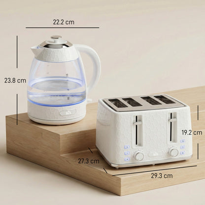 Kettle and Toaster Set, 1.7L 3000W Rapid Kettle with Strix Thermostat, 4 Slice Toaster with 7 Browning Controls, Cream