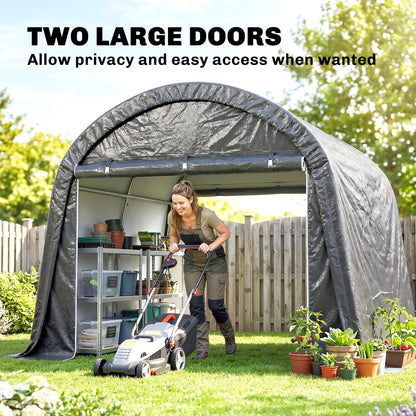 3 x 3(m) Garden Storage Tent, Heavy Duty Outdoor Shed with 2 Doors