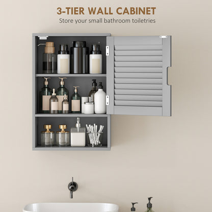 Bathroom Cabinet, Wall Mounted Storage Cabinet with Adjustable Shelves, 40 x 20 x 60 cm, Grey
