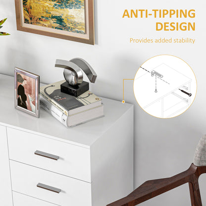 Sideboard, Modern Storage Cabinet with 2 Drawers, 3 Doors and Adjustable Shelves, Kitchen Cabinet, White