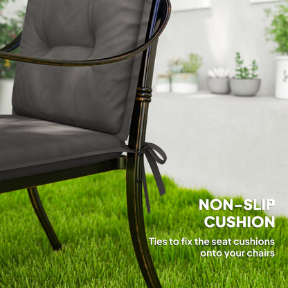Set of Four Padded Garden Seat Cushions - Charcoal Grey