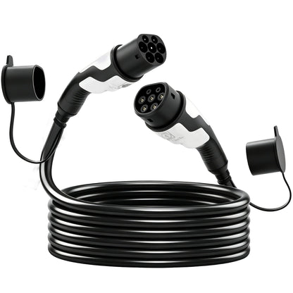 Type 2 EV Charging Cable, 22kW, 32A, Mode 3, 3-Phase, 10m Type 2 to Type 2 EV Extension Cable for EVs, PHEVs