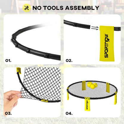 Spike Game Set, Mini Beach Games Set with Net, 3 Balls and Ball Pump, Portable with Carrying Bag for Outdoor Team Sports