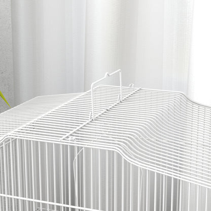 Large Metal Bird Cage with Perches, Food Bowls, Swing, for Budgies, Parakeets, White