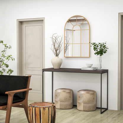 90 X 61cm Arched Grid Mirror - Gold Tone