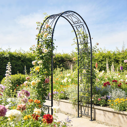 Garden Arch, Arbour Trellis for Climbing Plants, Rose Arch for Wedding Garden Decoration, 155 x 40 x 246 cm, Black