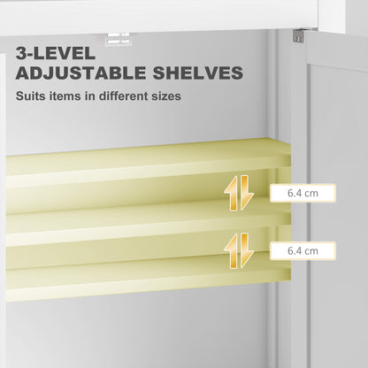 Bathroom Wall Cabinet with Adjustable Shelves - White