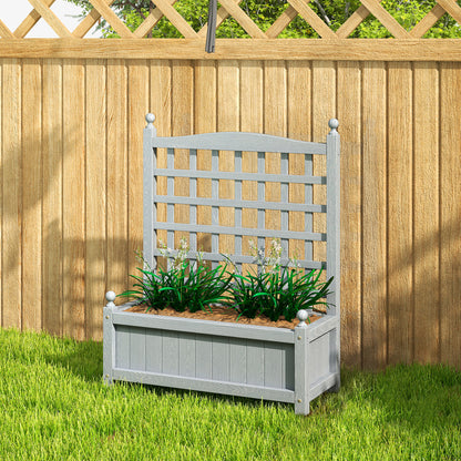 Garden Planters with Trellis for Climbing Vines, Wood Raised Beds for Garden, Flower Pot, Indoor Outdoor, Grey