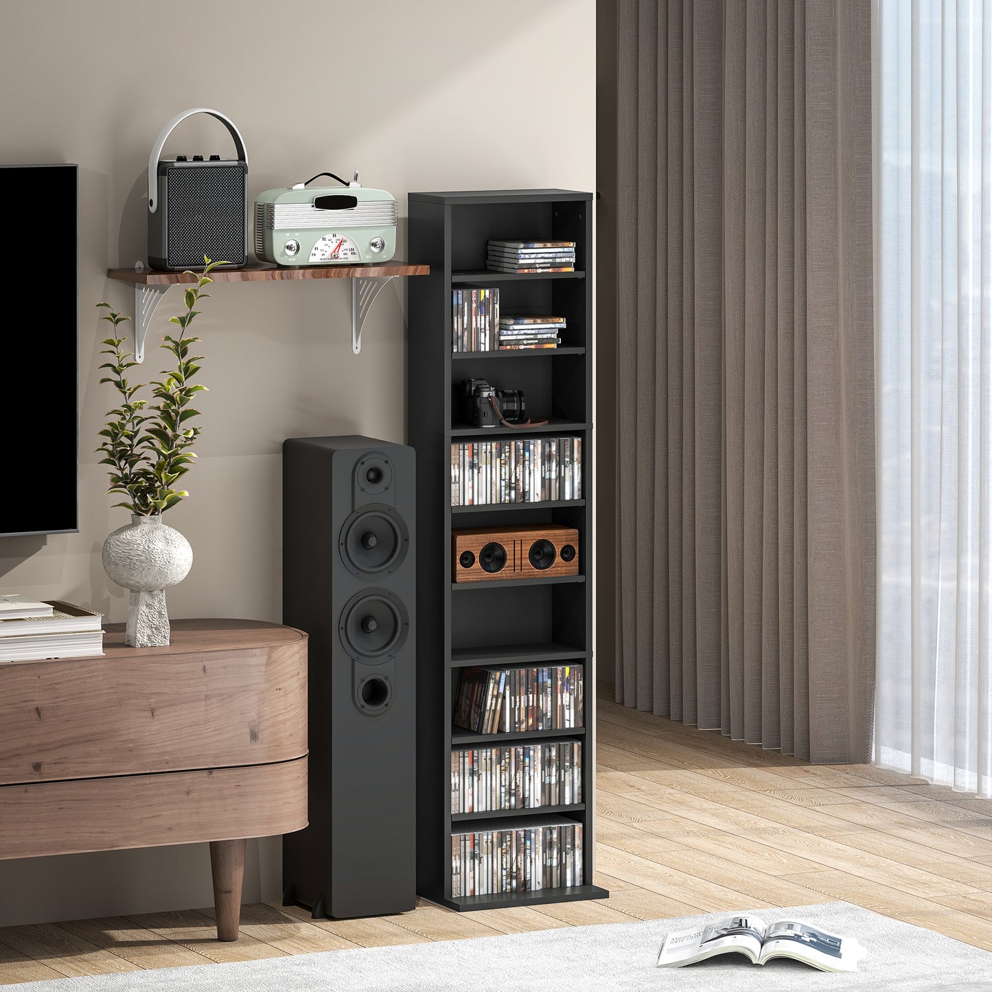 260 Narrow CD Storage Unit - Black
