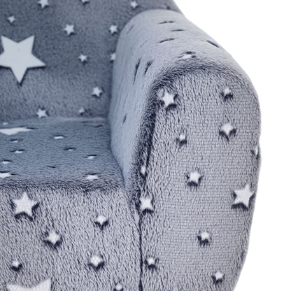 Kids Armchair, Glow in the Dark Chair with Star Design for Bedroom, Playroom, Kids Room, Grey