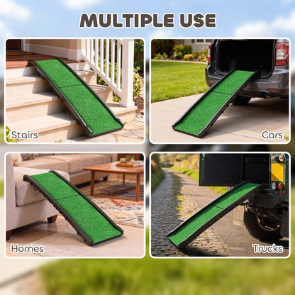 Foldable Dog Ramp with Artificial Anti-slip Surface, Portable & Lightweight, for Cars, Home, 155 x 38.5 x 15.5 cm