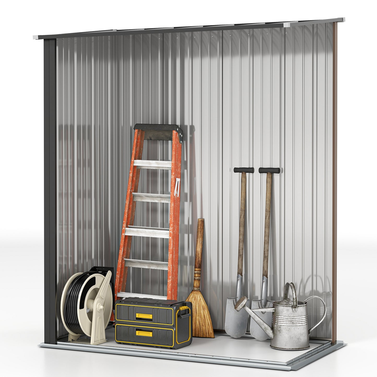 5.3 x 3.1ft Corrugated Steel Garden Shed - Brown