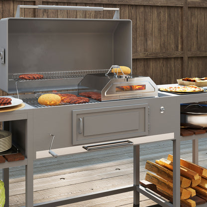 8 in Portable Stainless Steel BBQ Grill Top Pizza Oven with Built-in Thermometer and Viewing Window for Gas and Charcoal BBQ
