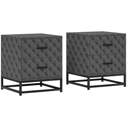 Bedside Tables Set of 2, Modern Bedside Table Nightstand with 2 Drawers, Bedside Cabinet Sofa Side Table with Storage