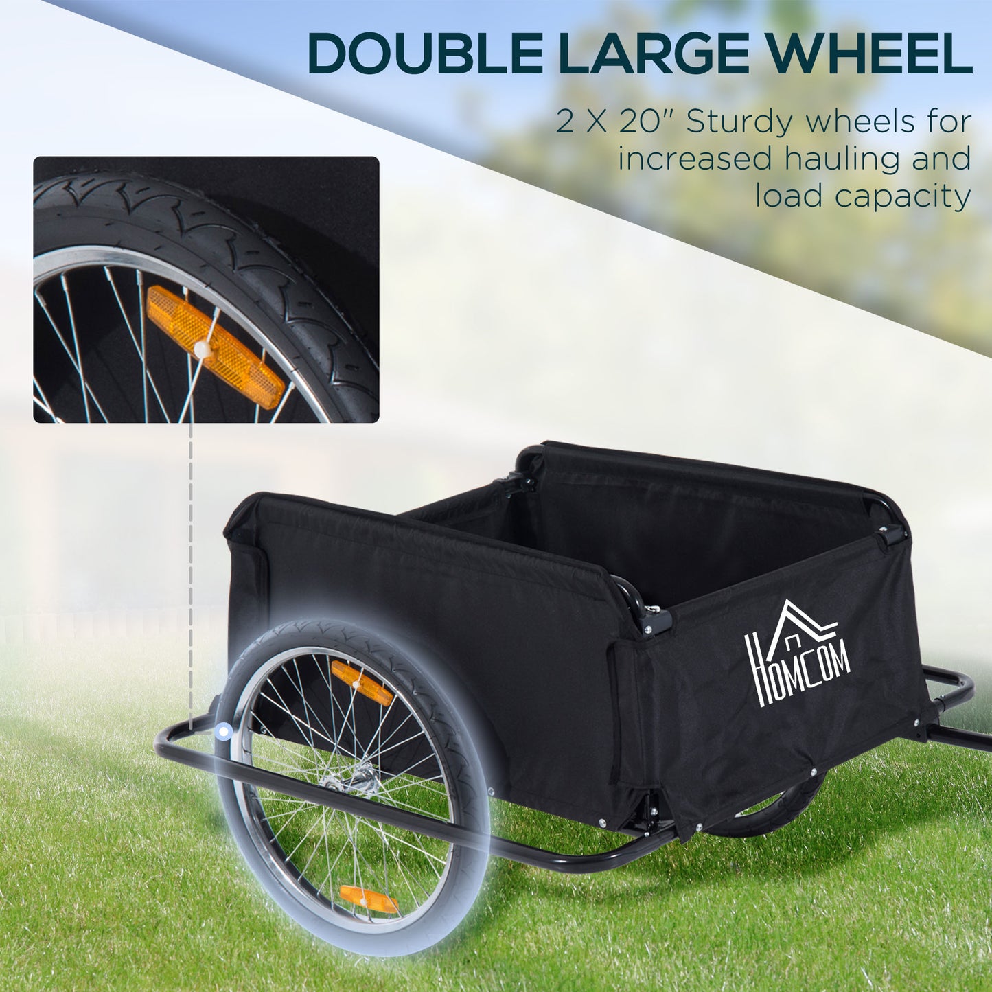 Two-Wheel Bicycle Large Cargo Wagon Trailer Oxford Fabric, Folding Storage, & Removable Cover, Red