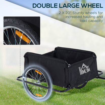 Two-Wheel Bicycle Large Cargo Wagon Trailer Oxford Fabric, Folding Storage, & Removable Cover, Red