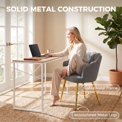Lounge Chair Petal-Back Armchair Metal Metal Legs for Living Room Bedroom, Grey