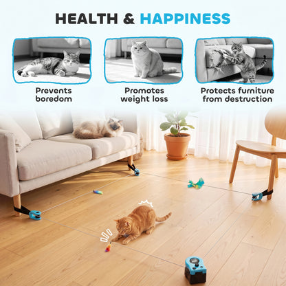 Interactive Cat Toy for Indoor Kittens & Adult with Adjustable Speed, DIY Track & Mouse Sound